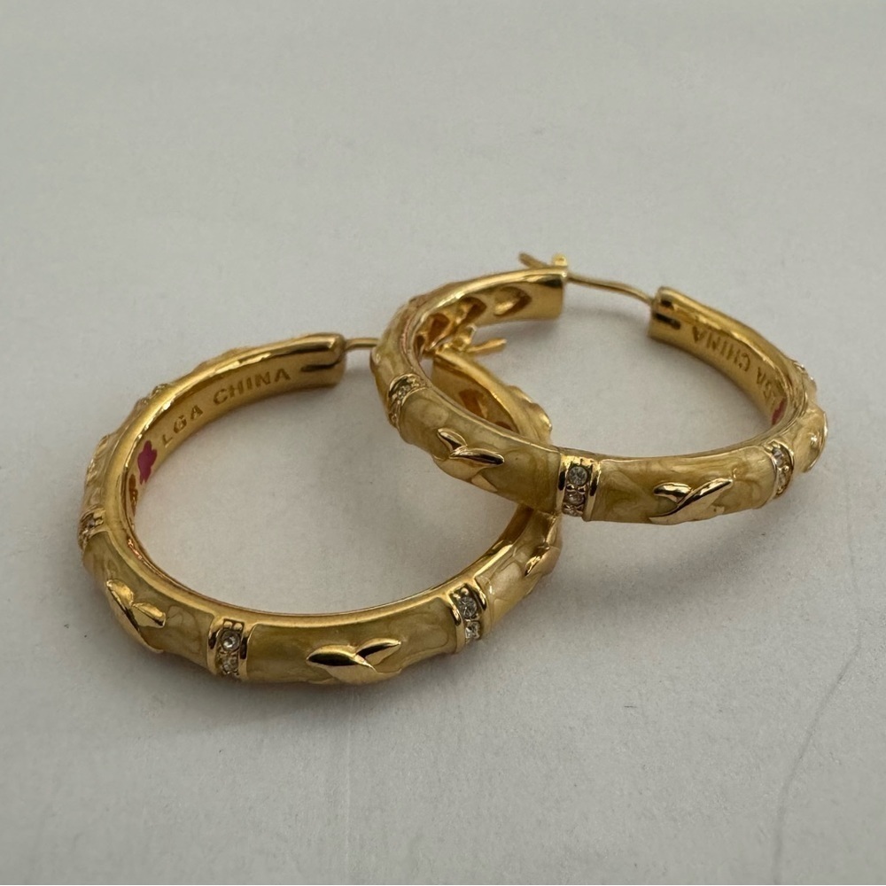 Lauren G. Adams Enamel Gold Hoop Earrings